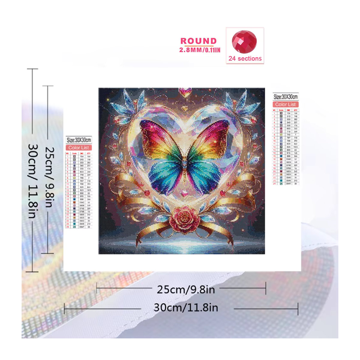Ever shine DIY Diamant Mosaik Schmetterling und Blumen Wanddekoration in Mehrfarbig mit Strasssteinen - Bild 2