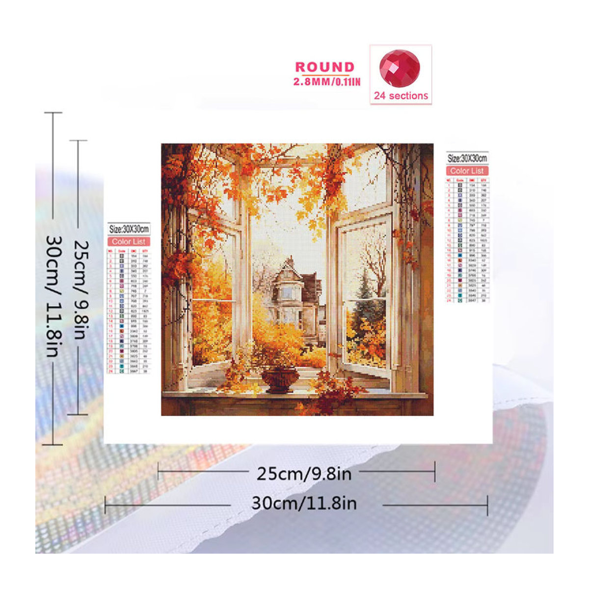 Ever shine DIY Diamant Mosaik Set Herbst Landschaft mit quadratischen Strasssteinen in Orange - Bild 2