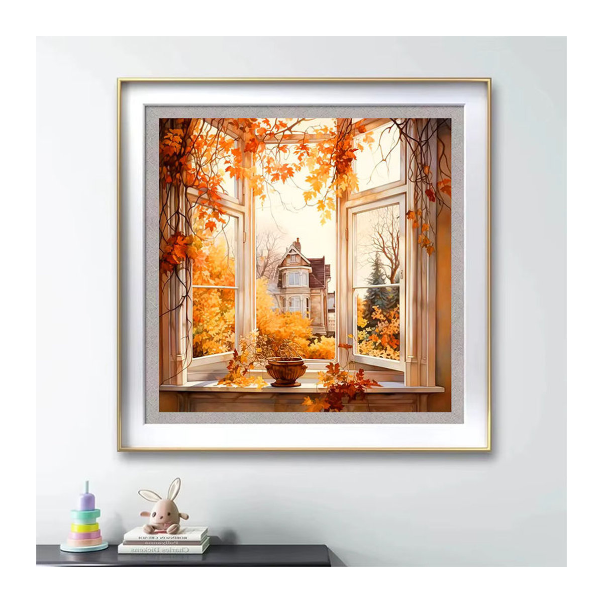Ever shine DIY Diamant Mosaik Set Herbst Landschaft mit quadratischen Strasssteinen in Orange - Bild 3