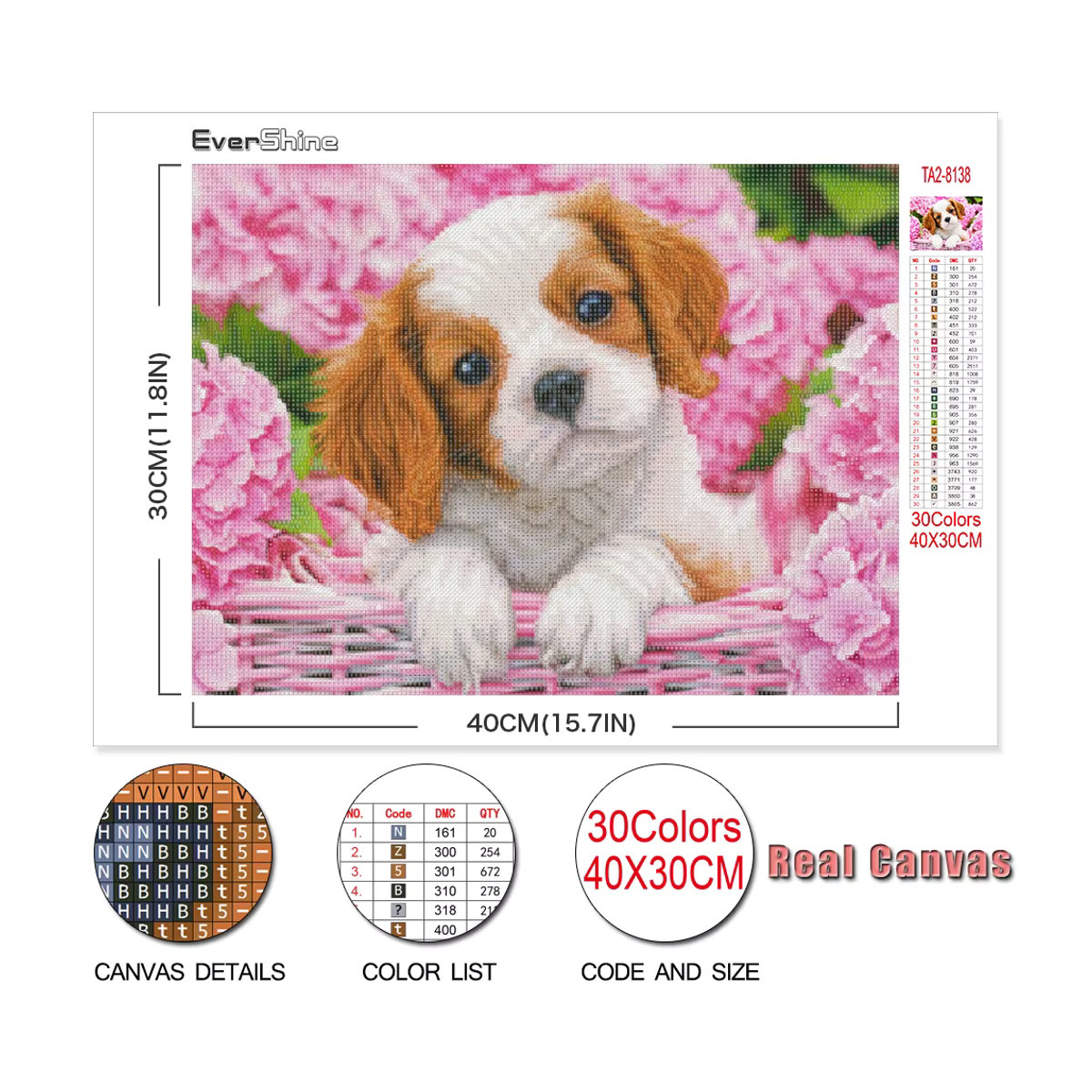 Ever shine DIY Diamond Painting Set Hund Motiv in Mehrfarbig als quadratische Diamant Stickerei und Kreuzstich Kit zur Dekoration - Bild 2
