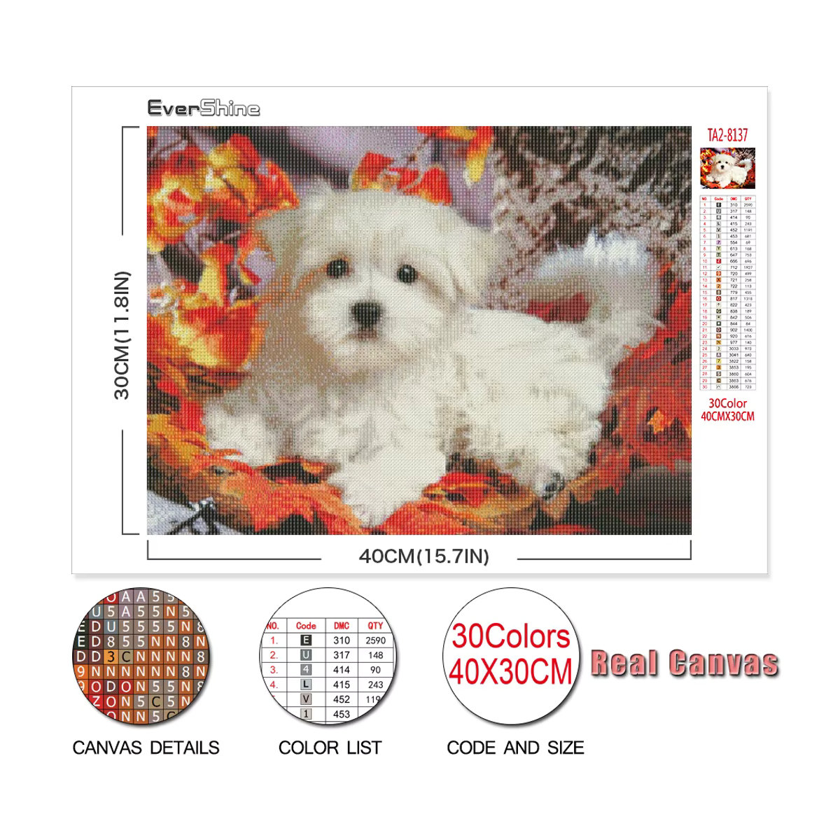 Ever shine DIY Diamond Painting Set Hund Motiv in Mehrfarbig als quadratische Diamant Stickerei und Kreuzstich Kit zur Dekoration - Bild 4