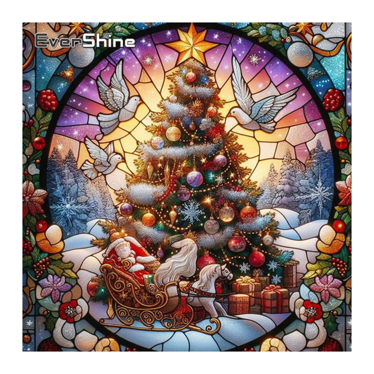 Evershine 5D Diamant Malerei Baum Motiv als weihnachtliches Mosaik Bild in Mehrfarbig für die Wanddekoration - Bild 1