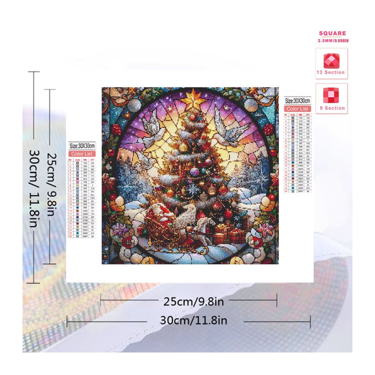 Evershine 5D Diamant Malerei Baum Motiv als weihnachtliches Mosaik Bild in Mehrfarbig für die Wanddekoration - Bild 2