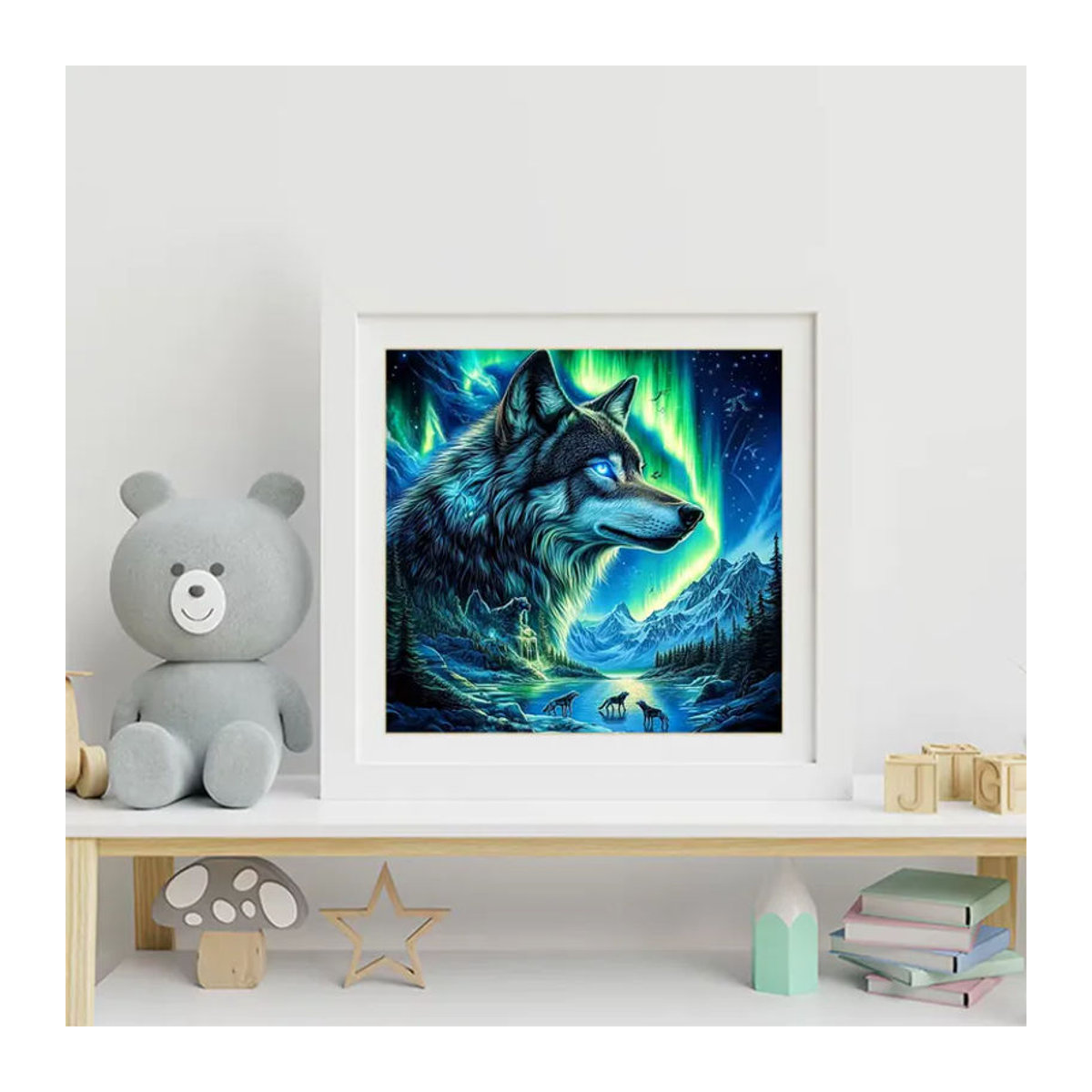 EverShine 5D Diamant-Stickerei Wolf als mehrfarbiges Tierbild mit Kristall-Strass und quadratischem Diamant-Mosaik zur Dekoration - Bild 3