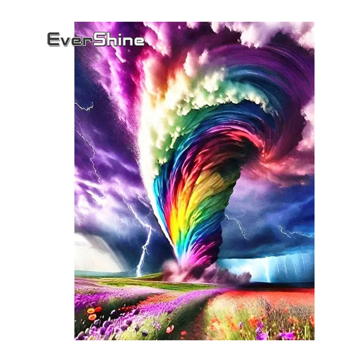 Evershine 5D DIY Diamantmalerei Tornado Mosaik Stickerei in Regenbogenfarben mit abstrakten Motiven zur Wandmontage - Bild 1