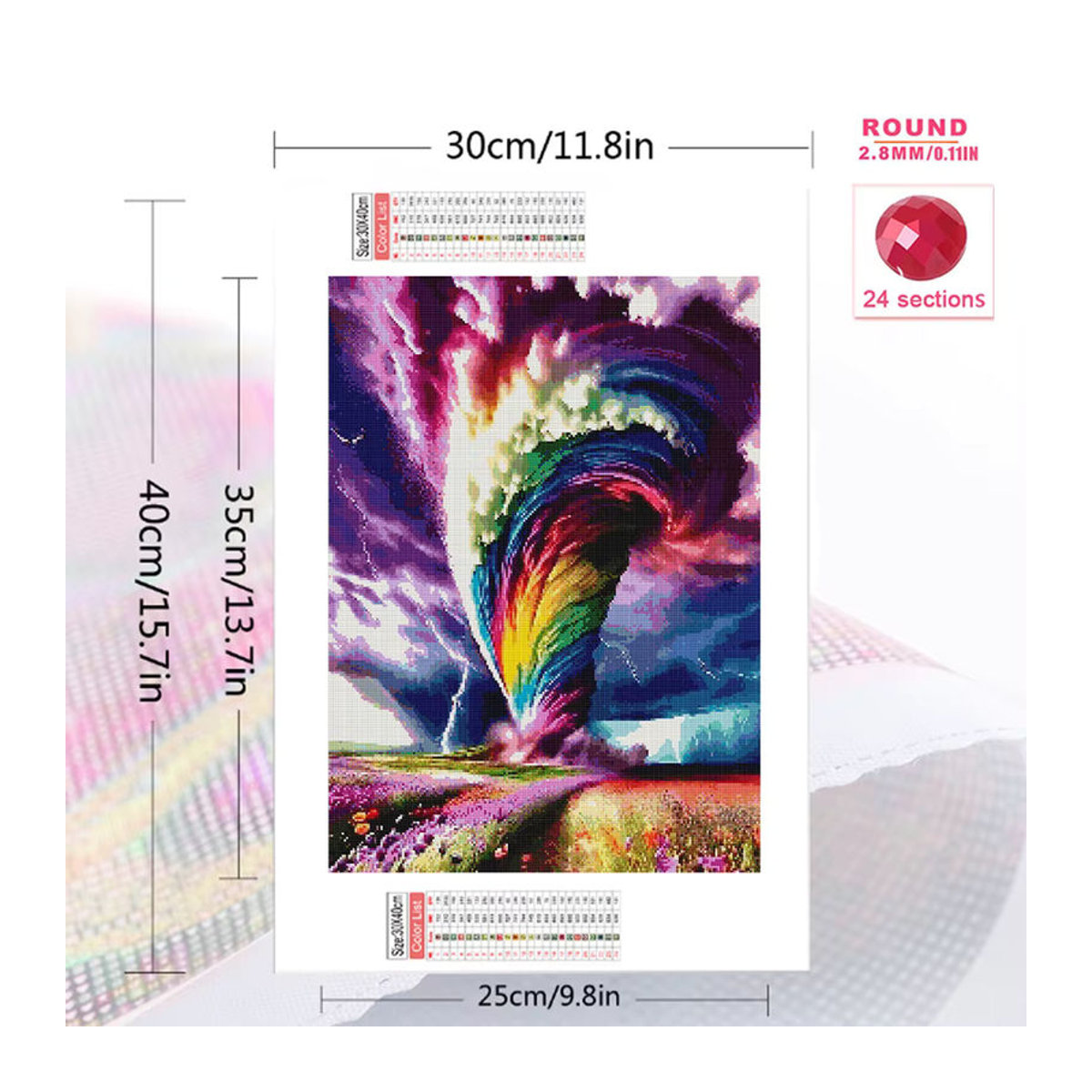 Evershine 5D DIY Diamantmalerei Tornado Mosaik Stickerei in Regenbogenfarben mit abstrakten Motiven zur Wandmontage - Bild 2