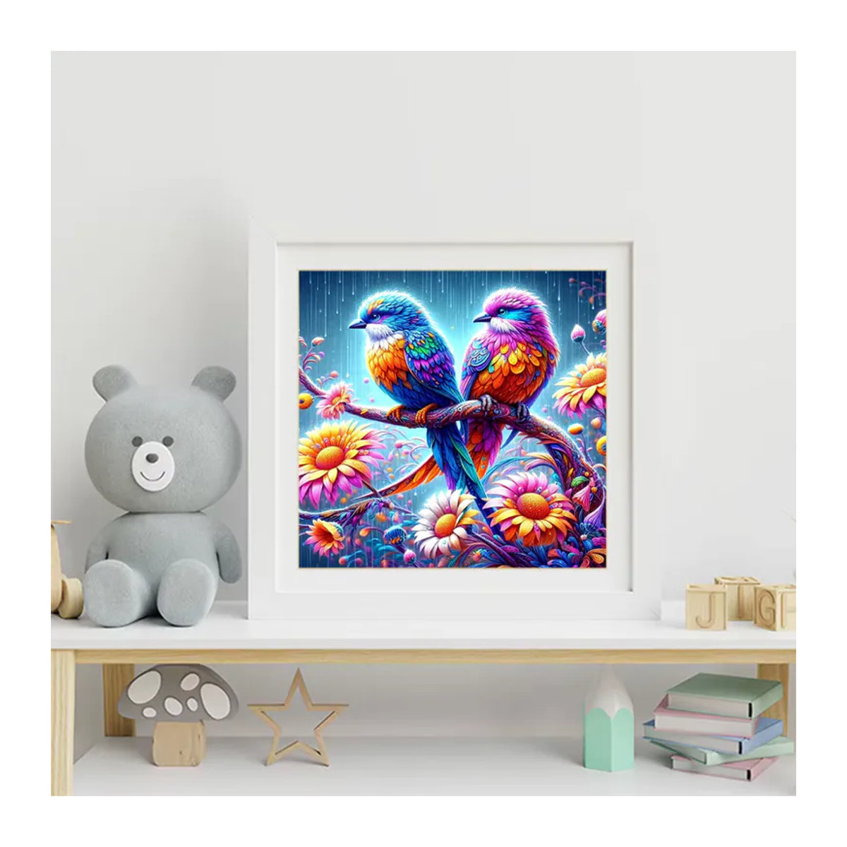 Evershine Diamant-Gemälde mit Tier- und Vogelmotiv, mehrfarbiges Strass-Stickerei-Set mit Blumen-Mosaikmuster für Erwachsene und Anfänger, quadratisch - Bild 3