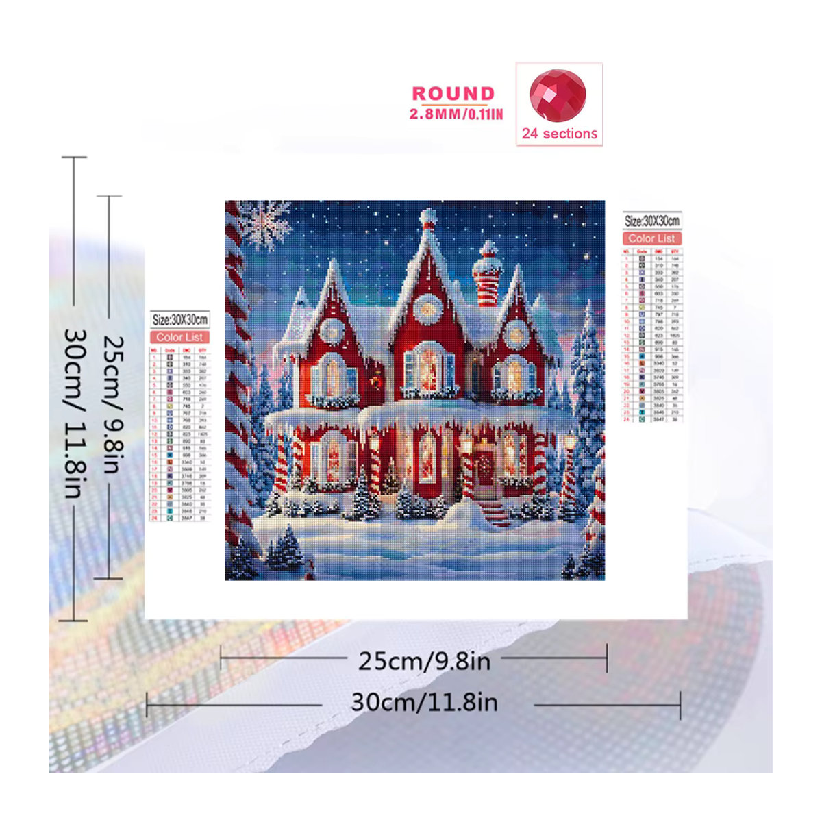 Evershine Diamant-Malerei Schloss in Winterlandschaft als DIY-Stickerei Set mit roten Akzenten für Weihnachten - Bild 2