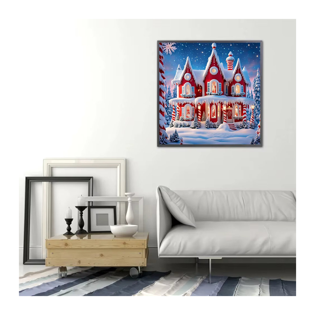 Evershine Diamant-Malerei Schloss in Winterlandschaft als DIY-Stickerei Set mit roten Akzenten für Weihnachten - Bild 3
