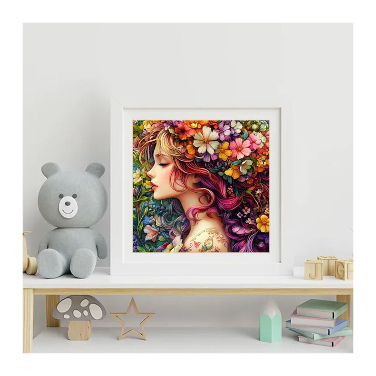 Evershine Diamant-Mosaik DIY Malerei Porträt Mädchen mit Blumen 5D Stickerei mehrfarbig - Bild 3