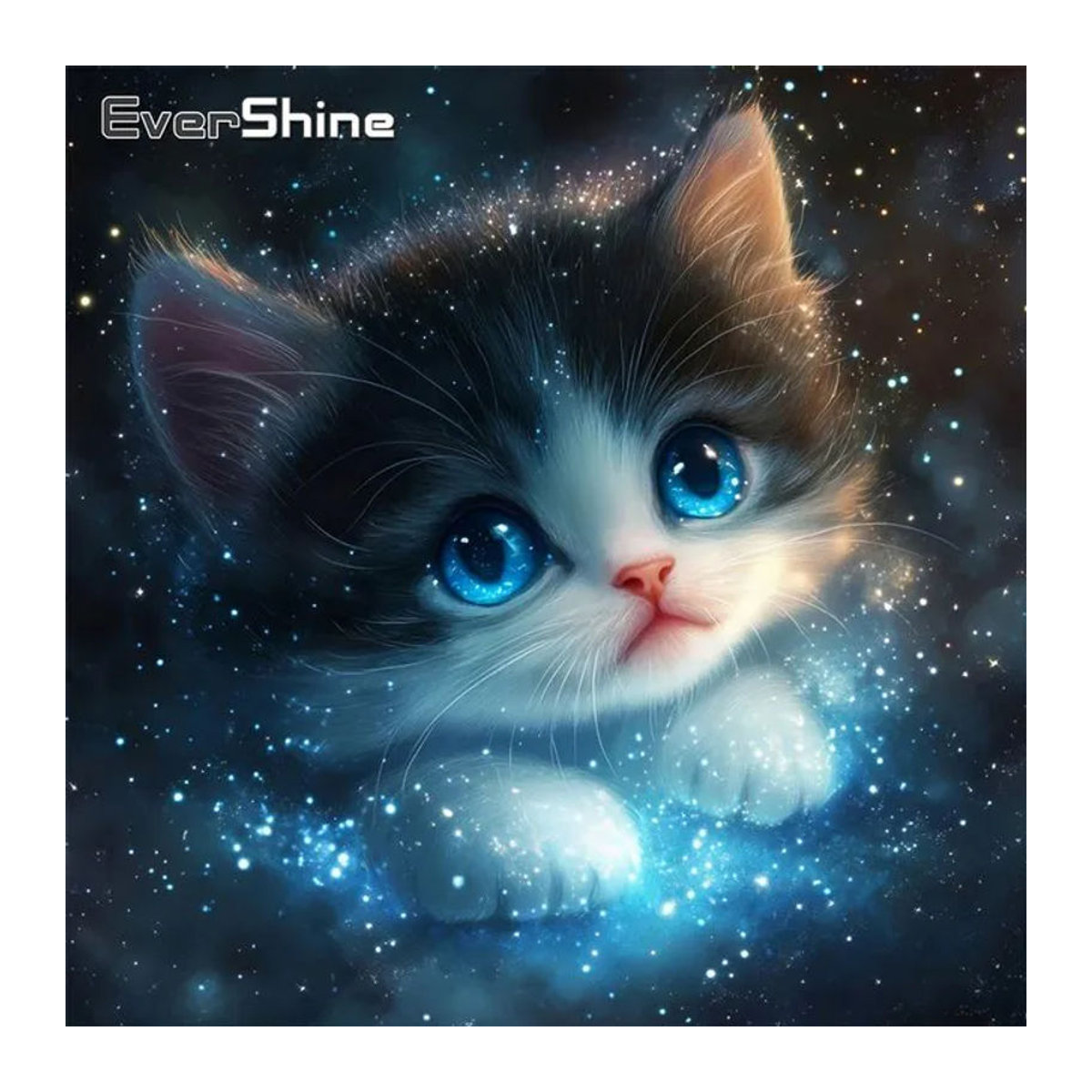 EverShine Diamant-Mosaik Katzenbild als Strass-Stickerei und quadratische Kreuzstich-Diamantmalerei in Mehrfarbig für Kinder - Bild 1