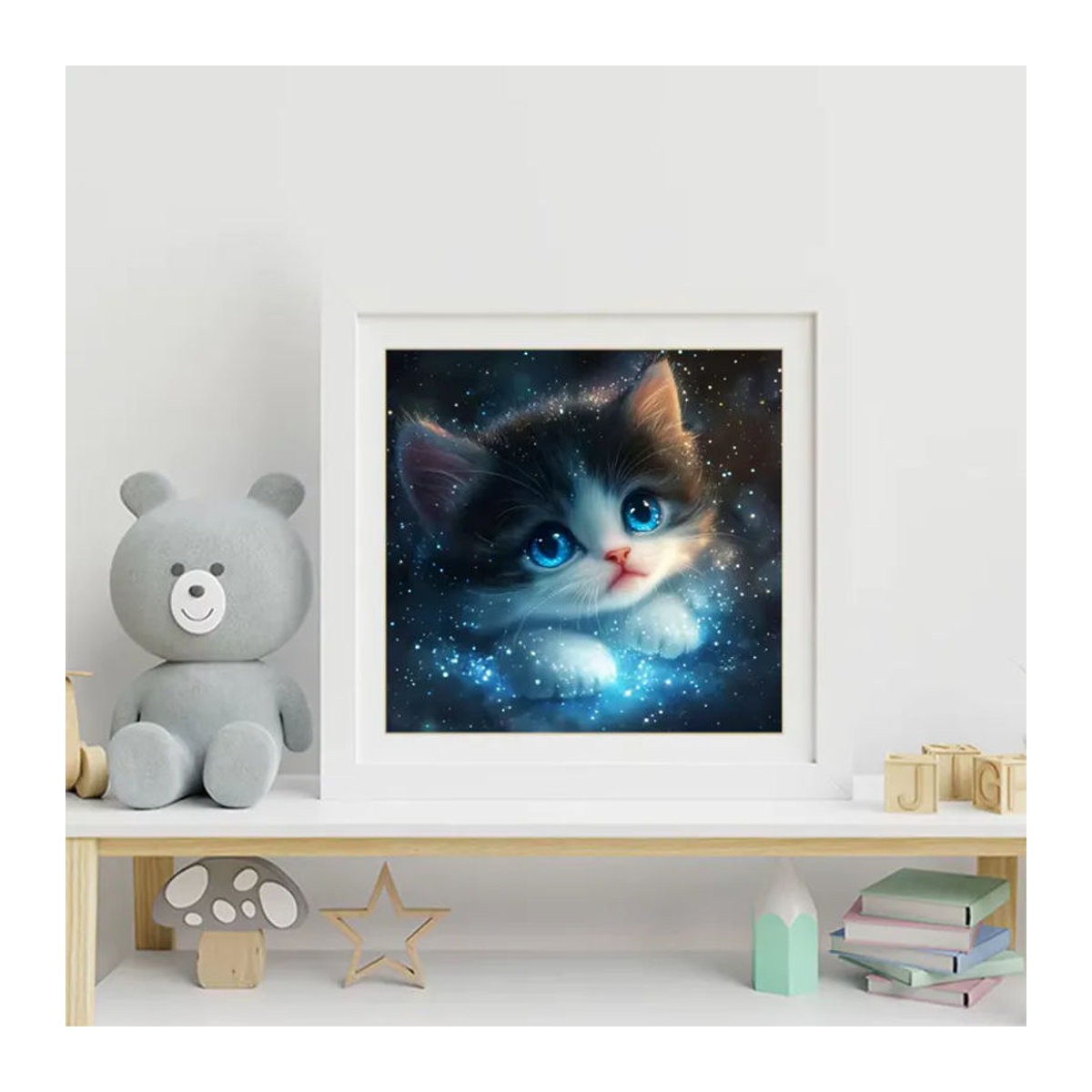 EverShine Diamant-Mosaik Katzenbild als Strass-Stickerei und quadratische Kreuzstich-Diamantmalerei in Mehrfarbig für Kinder - Bild 3