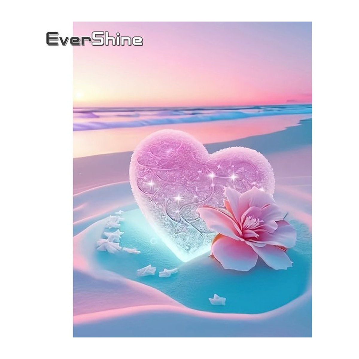 Evershine Diamant Mosaik Set Herz Motiv in Mehrfarbig als Handgemachtes Kreuzstich Stickerei Set - Bild 1