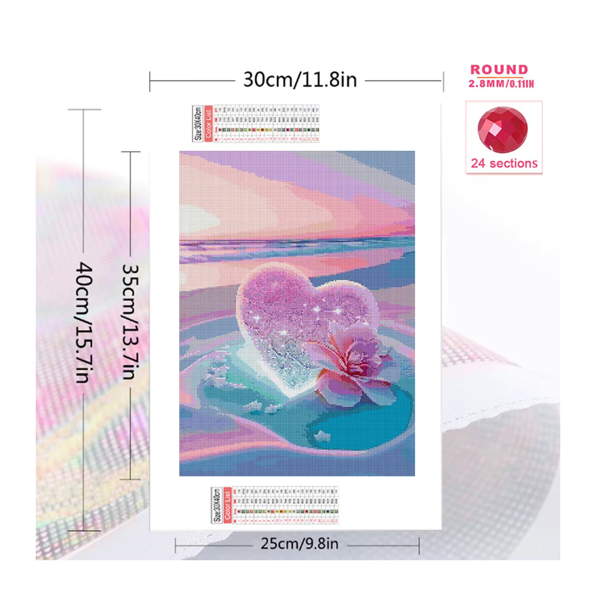 Evershine Diamant Mosaik Set Herz Motiv in Mehrfarbig als Handgemachtes Kreuzstich Stickerei Set - Bild 2