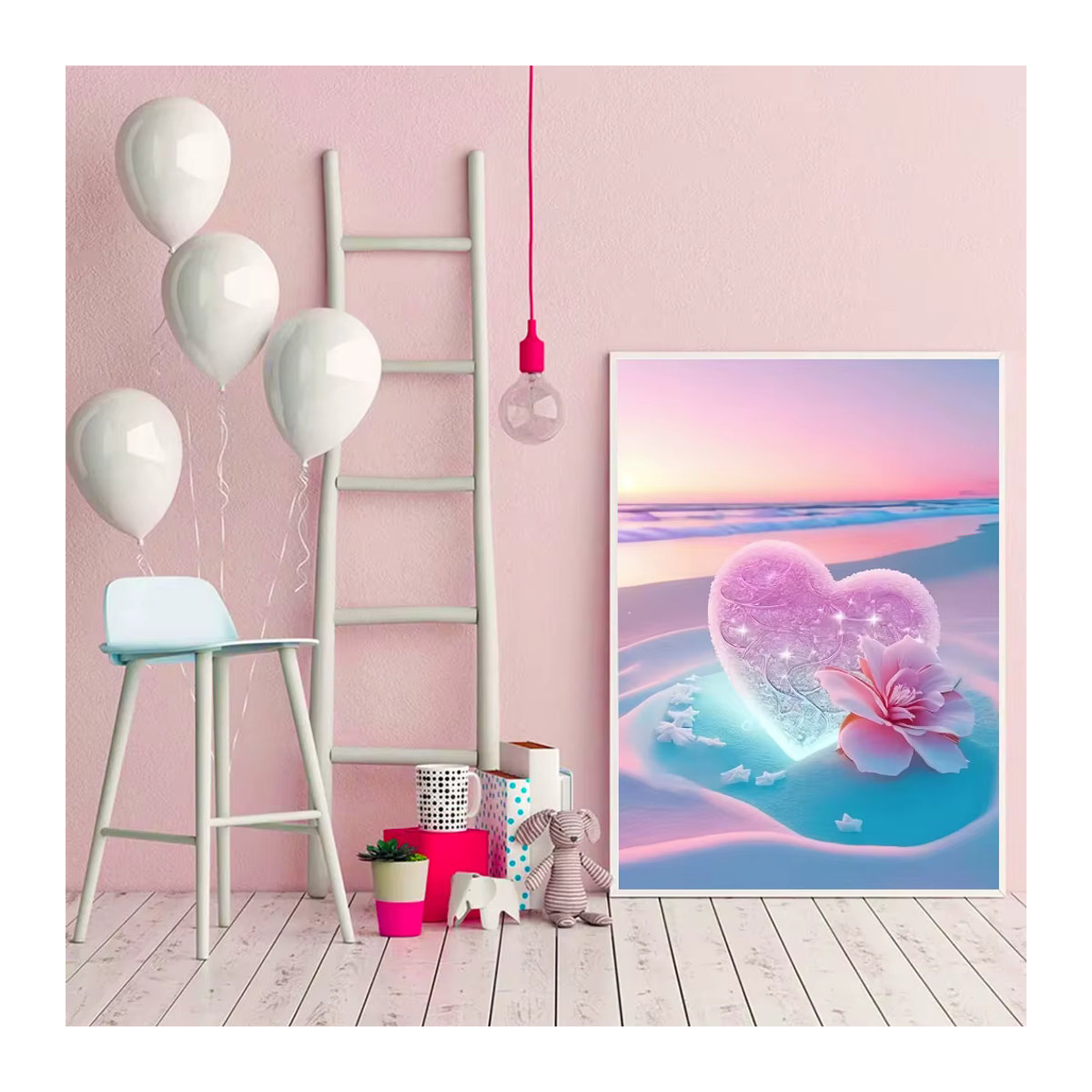 Evershine Diamant Mosaik Set Herz Motiv in Mehrfarbig als Handgemachtes Kreuzstich Stickerei Set - Bild 3