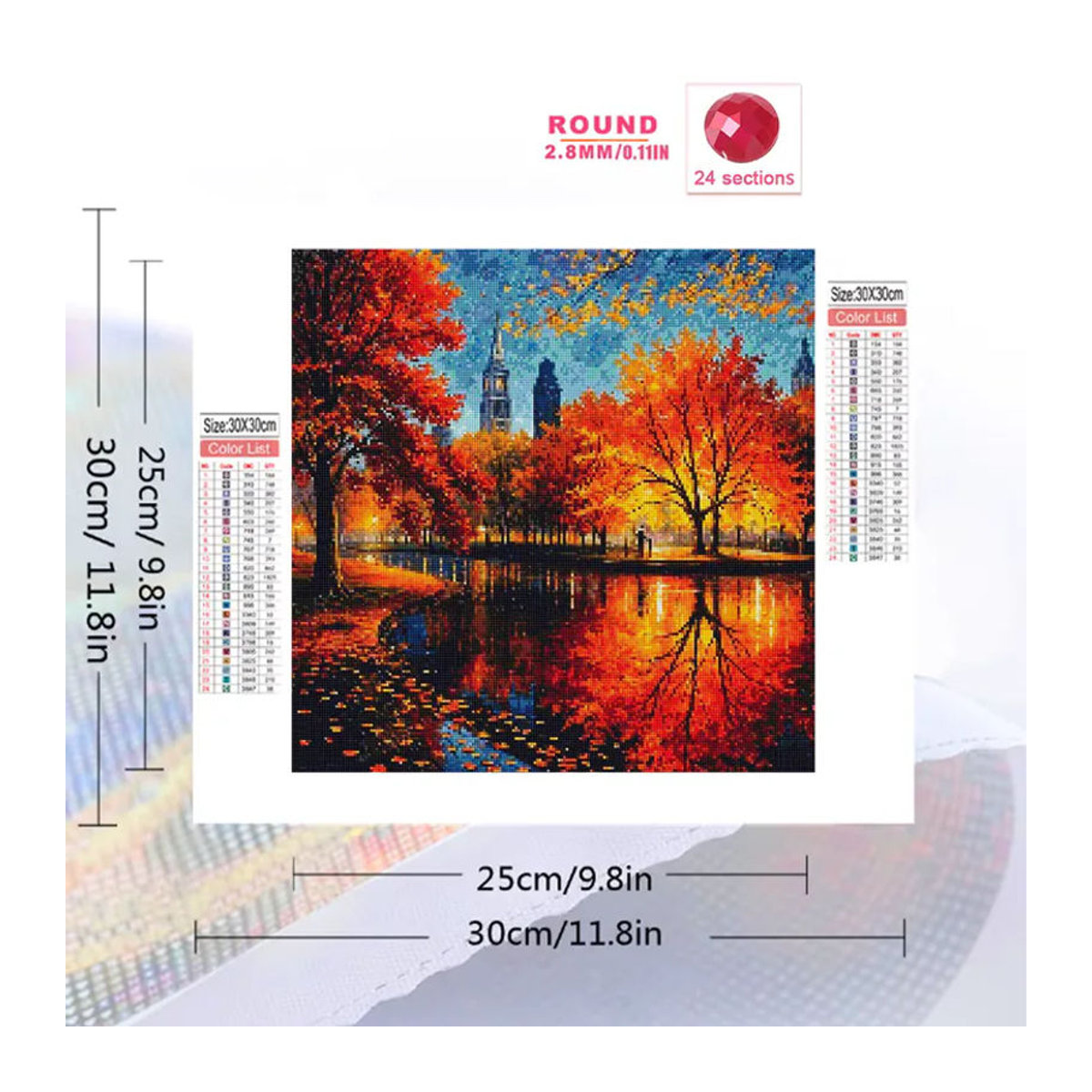 EverShine Diamant-Mosaik Set Straßenlandschaft mit Herbst-Motiv als DIY Wanddekoration in Mehrfarbig - Bild 2