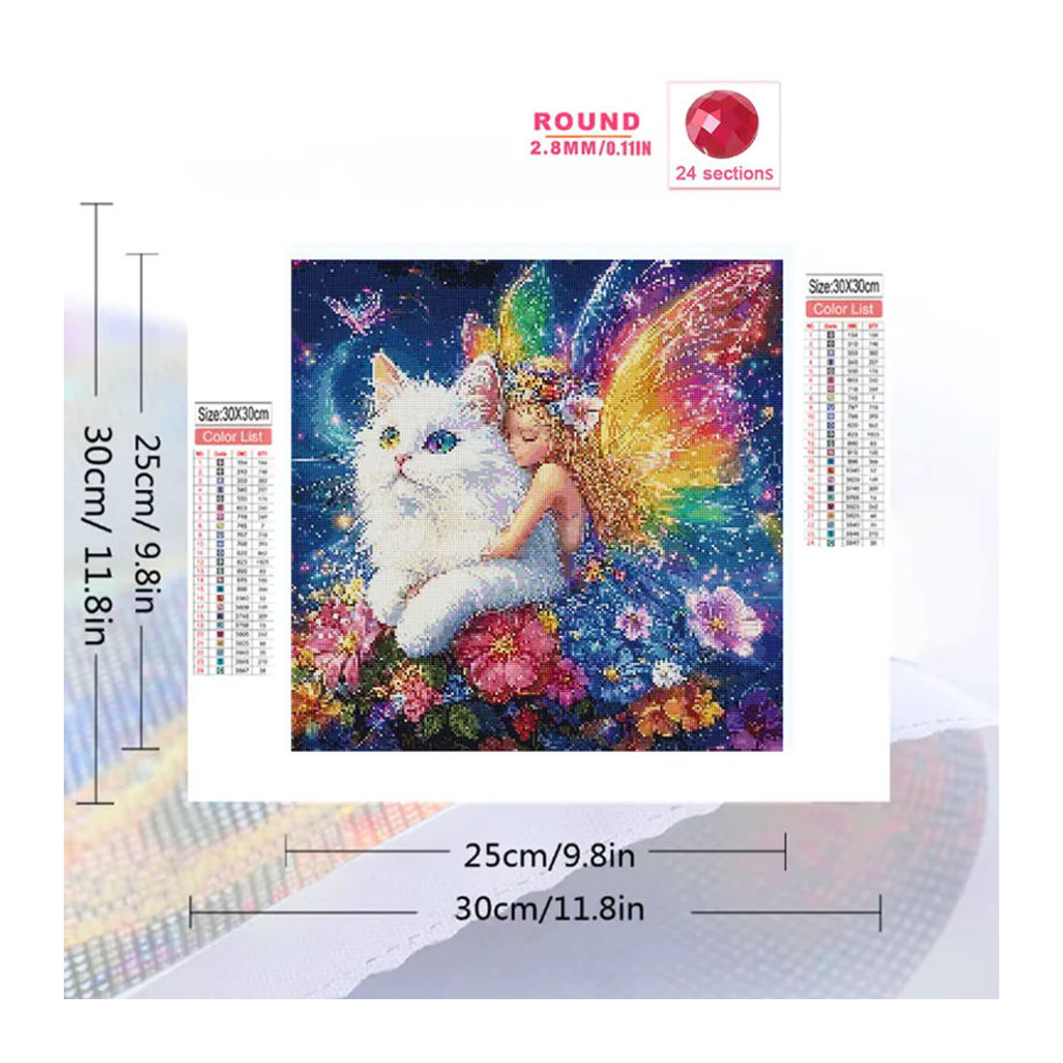 EverShine Diamant-Stickerei DIY Malbild mit Mädchen, Katze und Gänseblümchen in Mehrfarbig - Bild 2