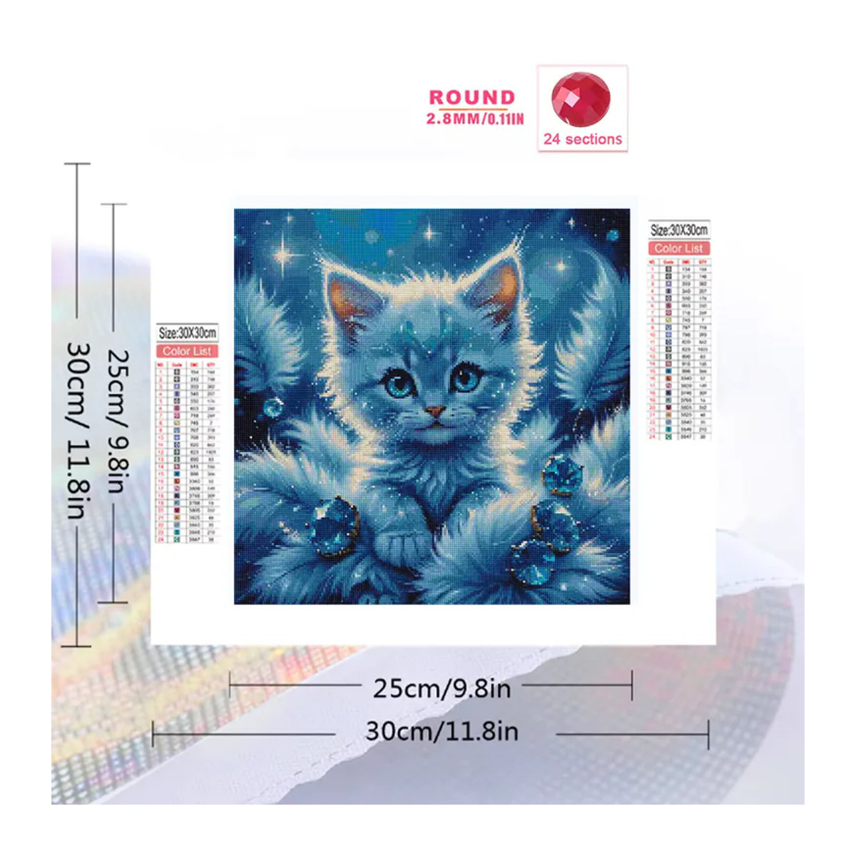 Evershine Diamant-Stickerei Katzen-Mosaik-Bild in Blau für Kinder und Anfänger - Bild 2