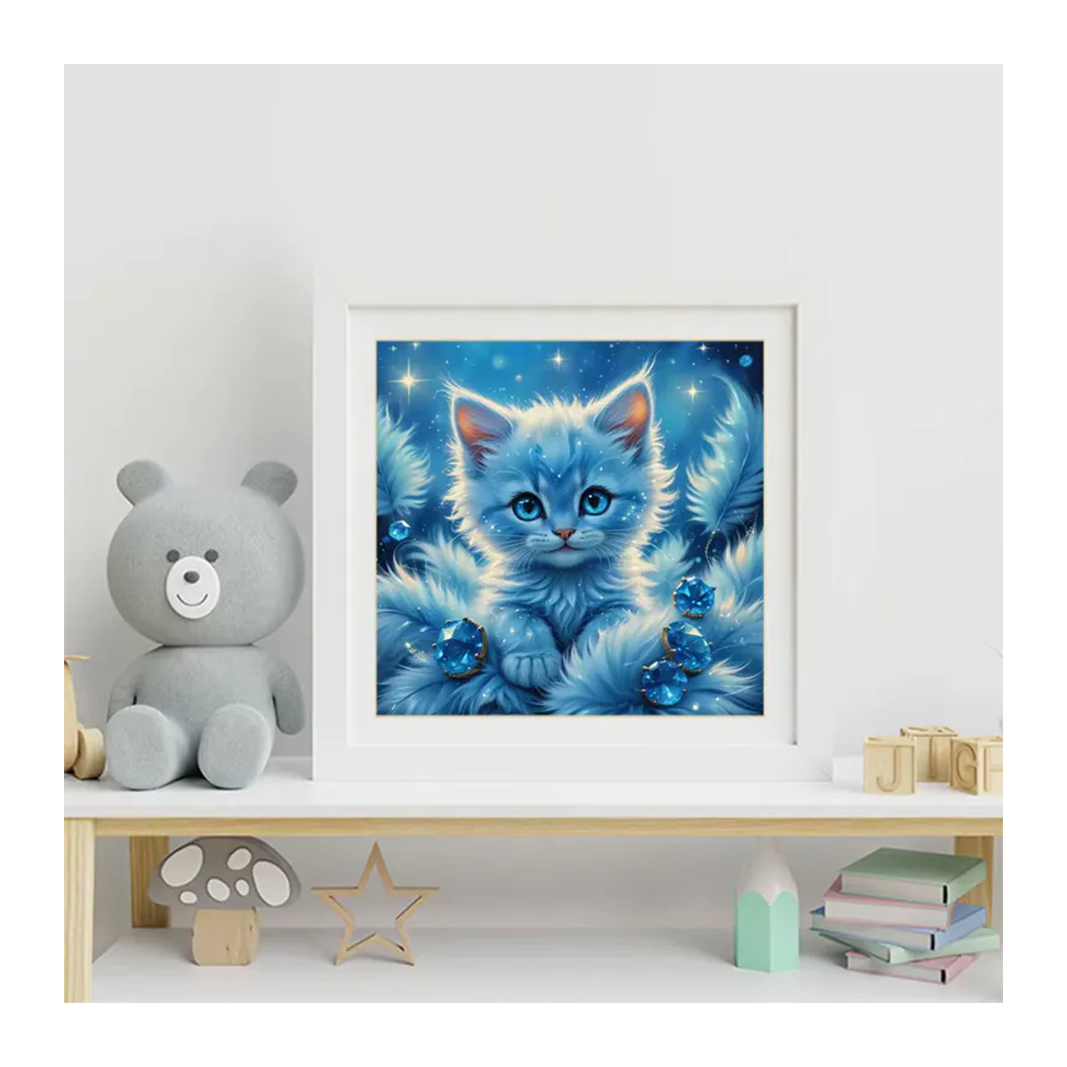 Evershine Diamant-Stickerei Katzen-Mosaik-Bild in Blau für Kinder und Anfänger - Bild 3