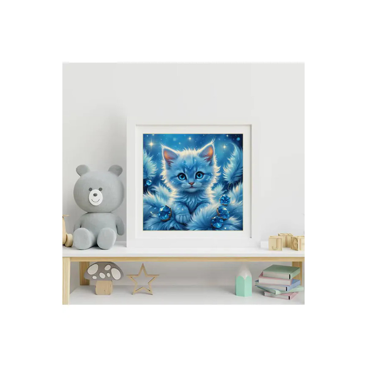 Evershine Diamant-Stickerei Katzen-Mosaik-Bild in Blau für Kinder und Anfänger - Bild 4