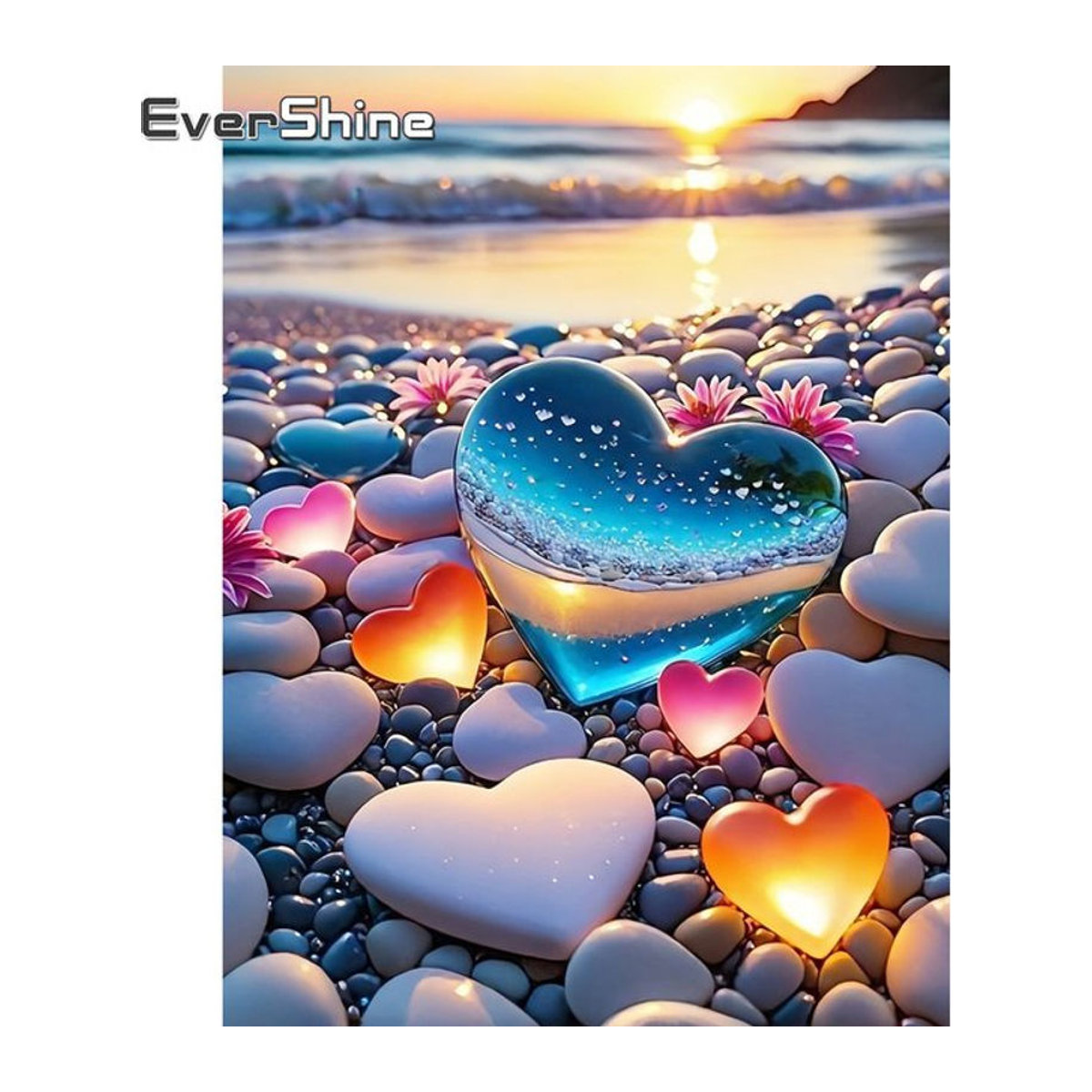 Evershine Diamant Stickerei Mosaik Set mit Herz und Sonnenuntergang Motiv in Mehrfarbig - Bild 1