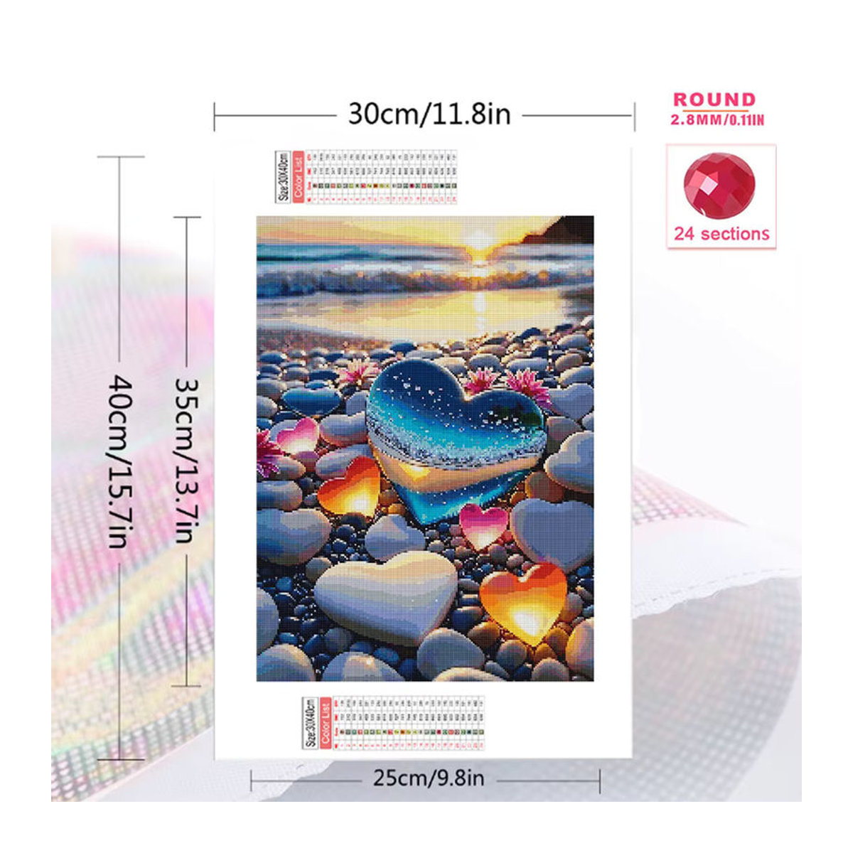 Evershine Diamant Stickerei Mosaik Set mit Herz und Sonnenuntergang Motiv in Mehrfarbig - Bild 2