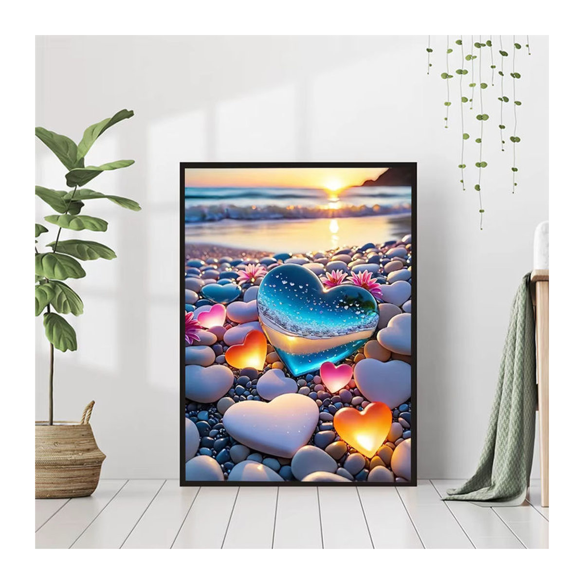 Evershine Diamant Stickerei Mosaik Set mit Herz und Sonnenuntergang Motiv in Mehrfarbig - Bild 3