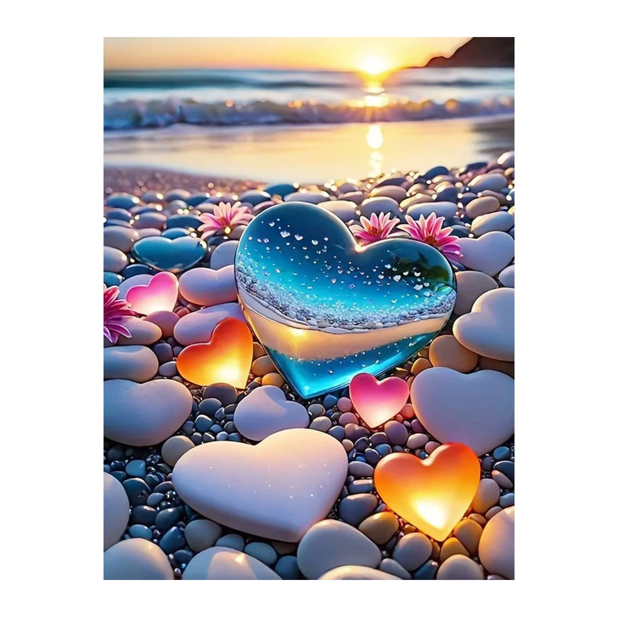 Evershine Diamant Stickerei Mosaik Set mit Herz und Sonnenuntergang Motiv in Mehrfarbig - Bild 4