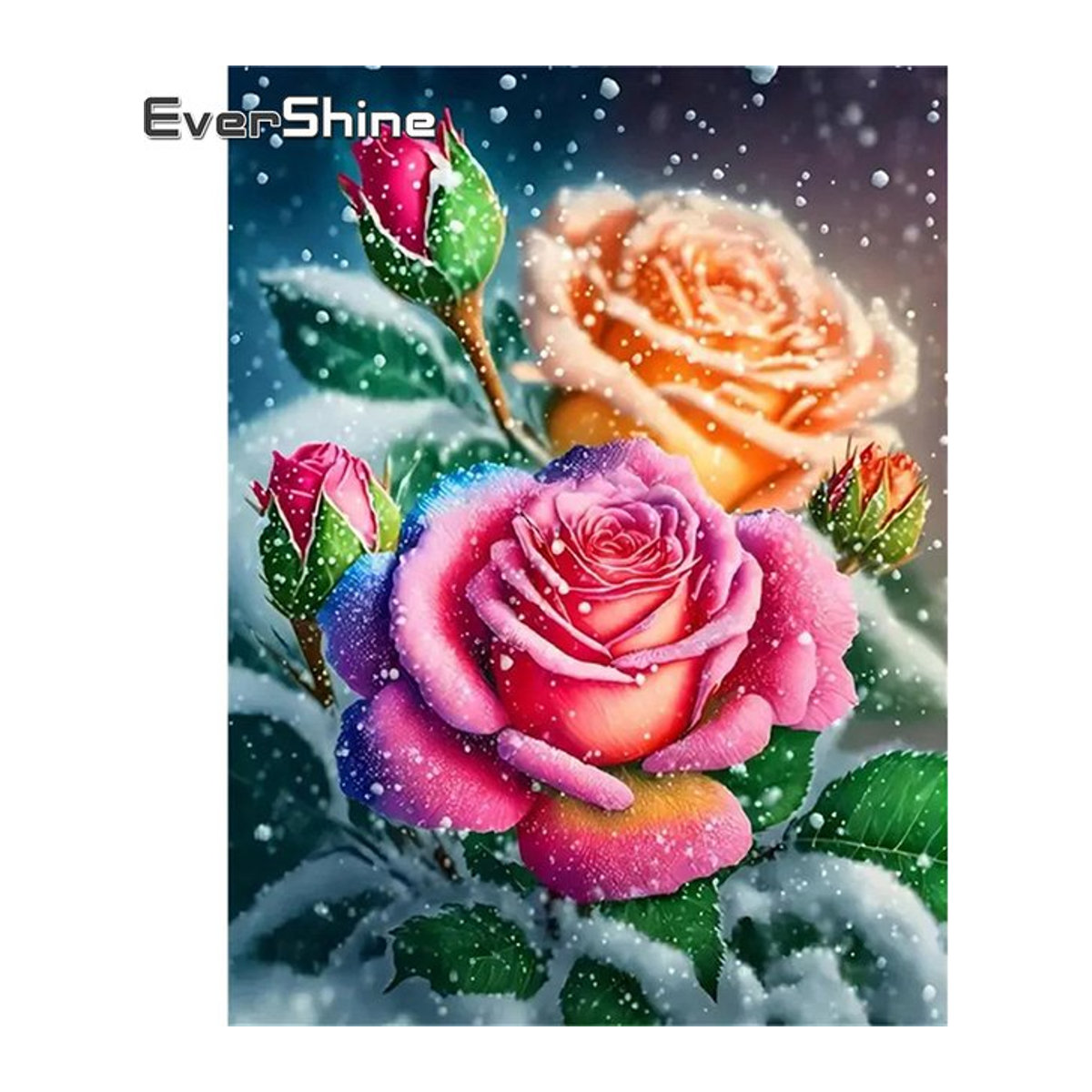 Evershine Diamant Stickerei Rose Blume Bild als DIY Strass Diamant Malerei in Mehrfarbig, Durchmesser: 20 cm - Bild 1