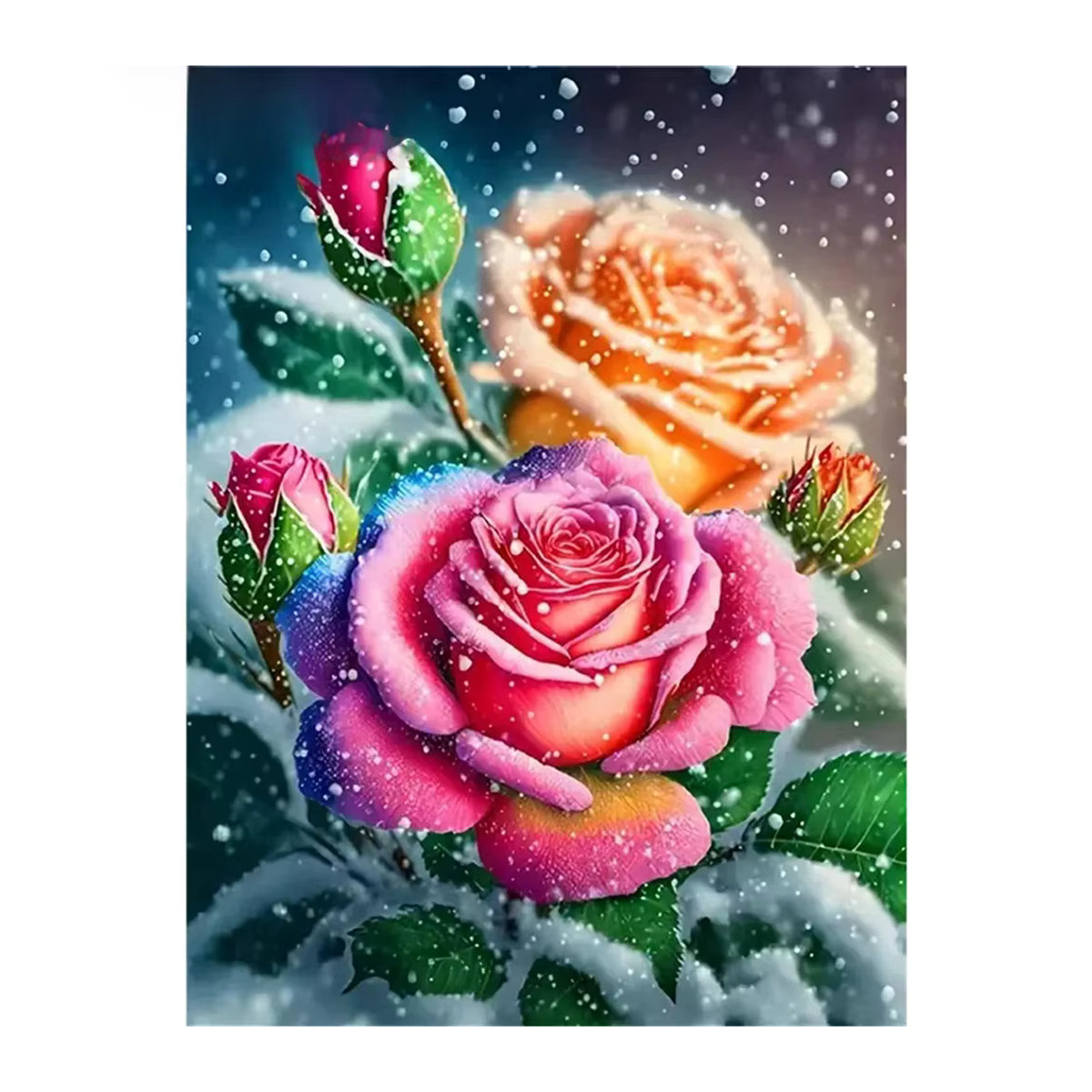 Evershine Diamant Stickerei Rose Blume Bild als DIY Strass Diamant Malerei in Mehrfarbig, Durchmesser: 20 cm - Bild 4