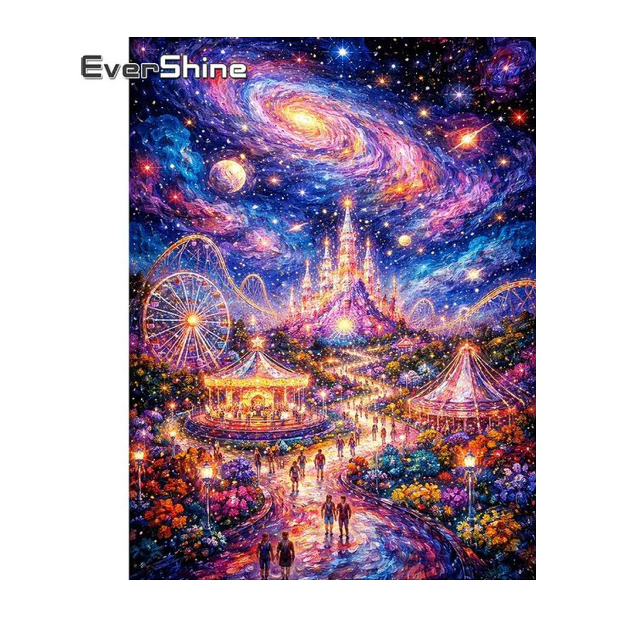 EverShine Diamantmalerei DIY Mosaik Set mit Cartoon-Schloss und Sternenhimmel in Mehrfarbig für Kinder und Anfänger - Bild 1