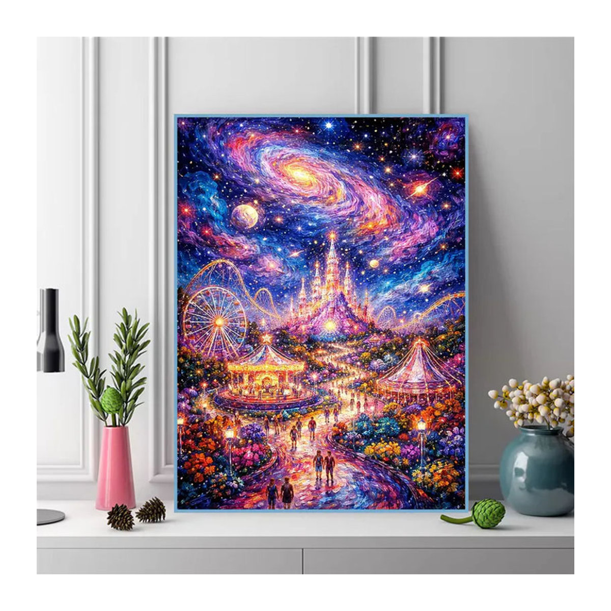 EverShine Diamantmalerei DIY Mosaik Set mit Cartoon-Schloss und Sternenhimmel in Mehrfarbig für Kinder und Anfänger - Bild 3