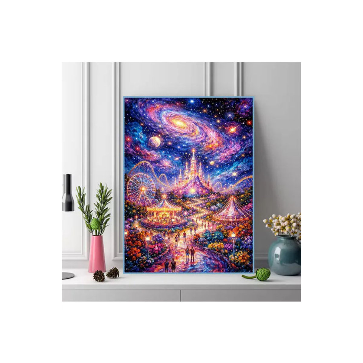 EverShine Diamantmalerei DIY Mosaik Set mit Cartoon-Schloss und Sternenhimmel in Mehrfarbig für Kinder und Anfänger - Bild 4