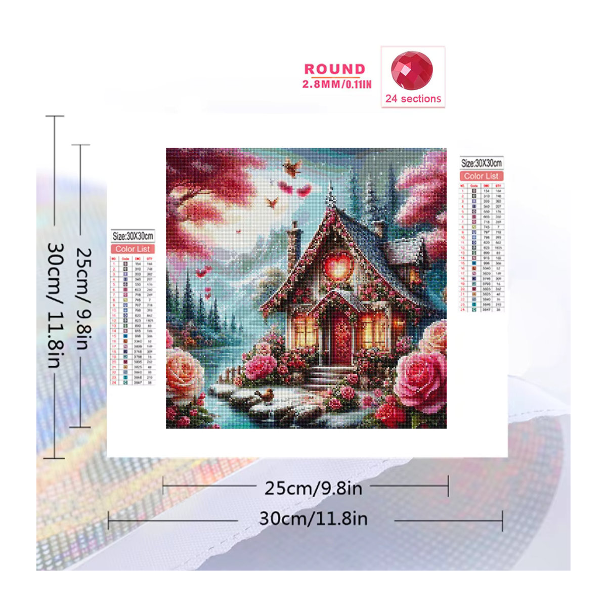 Evershine Diamantmalerei DIY Mosaik Set mit Landschaft, Haus und Blumen in Mehrfarbig - Bild 2