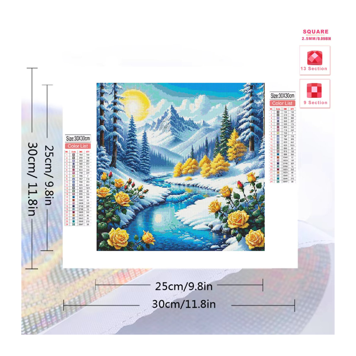 Evershine Diamantmalerei Landschaft und Blumen als Mosaik-Strass-Bild für die Wandmontage, mehrfarbig - Bild 2