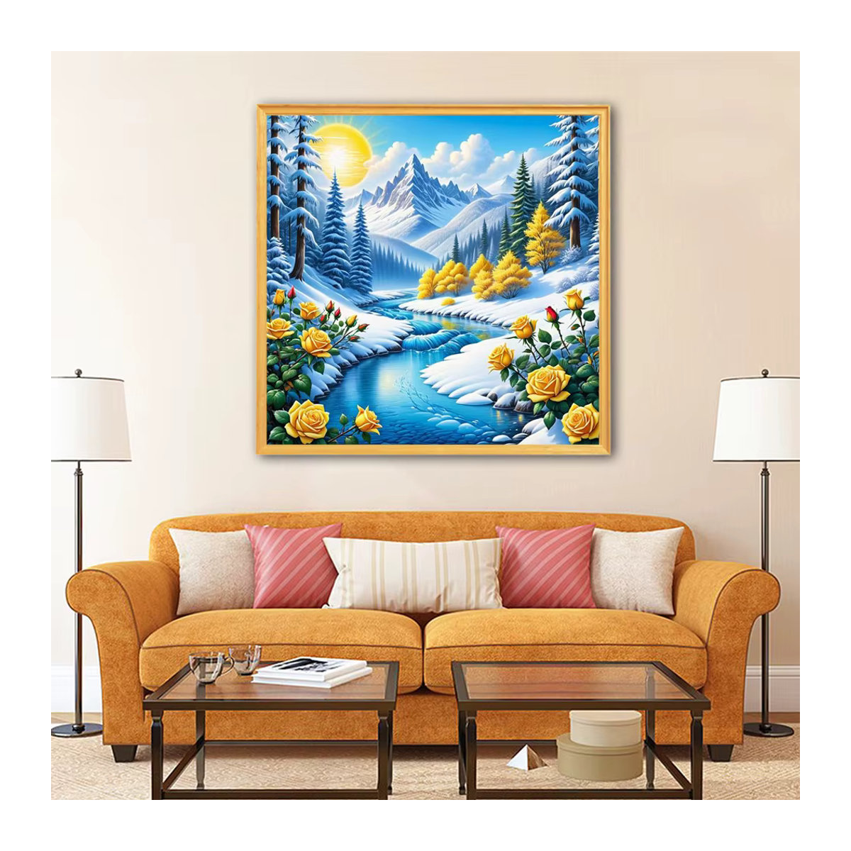 Evershine Diamantmalerei Landschaft und Blumen als Mosaik-Strass-Bild für die Wandmontage, mehrfarbig - Bild 3