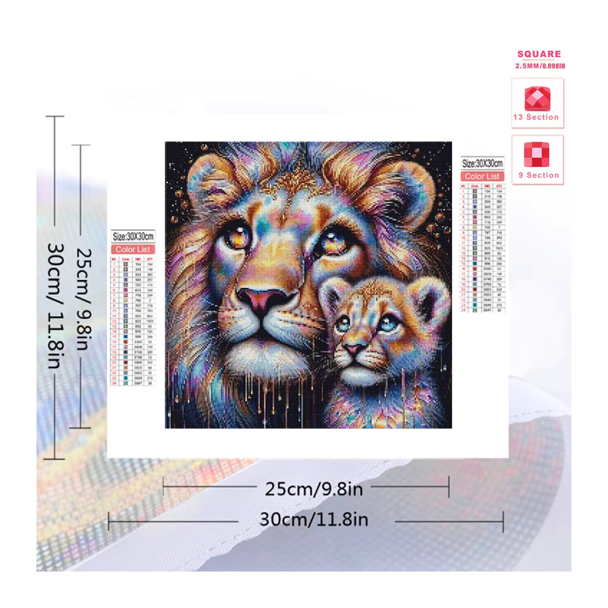 Evershine Diamantmalerei Löwe als rundes Mosaik-Set für Kinder in Mehrfarbig - Bild 2