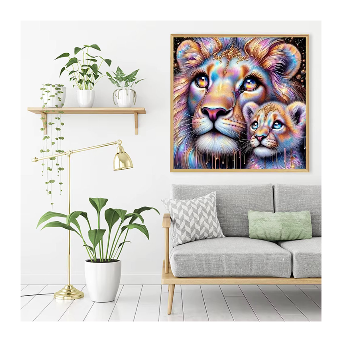 Evershine Diamantmalerei Löwe als rundes Mosaik-Set für Kinder in Mehrfarbig - Bild 3
