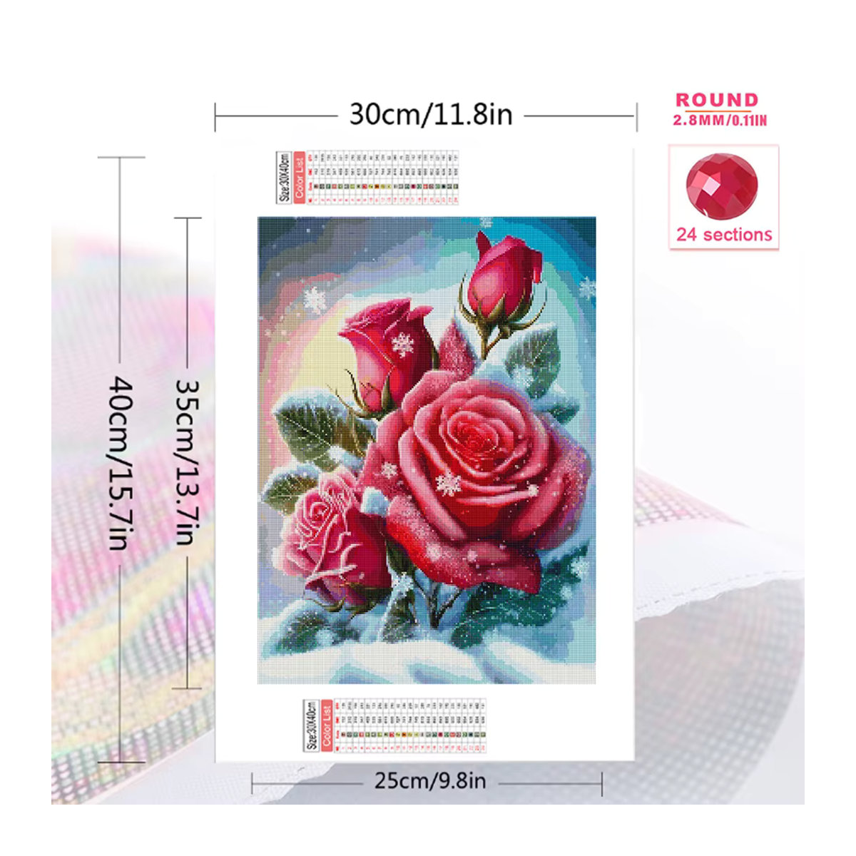Evershine Diamantmalerei Rote Rose Blume als Handarbeit Stickerei für Kinder in Rot - Bild 2