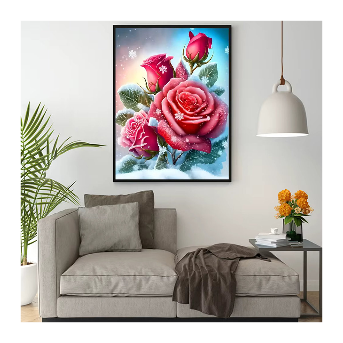 Evershine Diamantmalerei Rote Rose Blume als Handarbeit Stickerei für Kinder in Rot - Bild 3