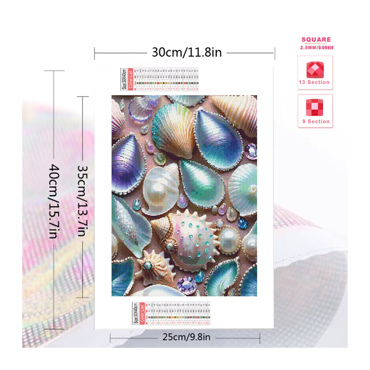 Evershine Diamantmalerei Shell Rundes Landschafts-Mosaik Set mit bunten Steinen und Kunstharz zur Wandmontage - Bild 2