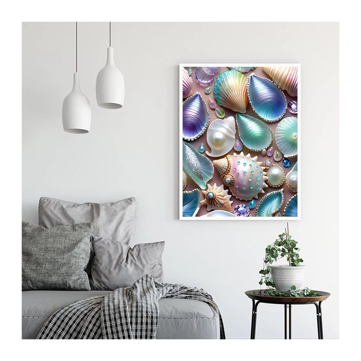 Evershine Diamantmalerei Shell Rundes Landschafts-Mosaik Set mit bunten Steinen und Kunstharz zur Wandmontage - Bild 3