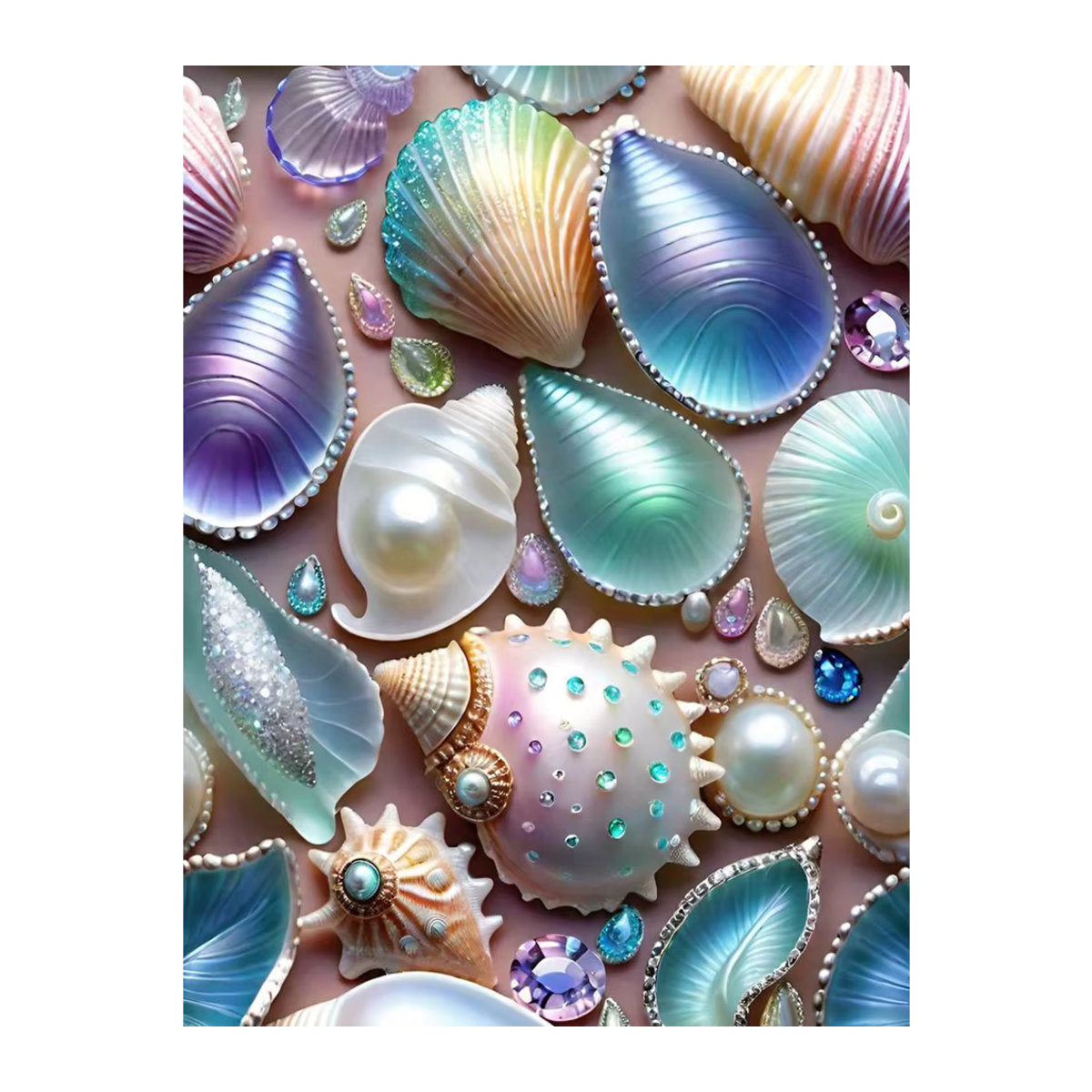 Evershine Diamantmalerei Shell Rundes Landschafts-Mosaik Set mit bunten Steinen und Kunstharz zur Wandmontage - Bild 4