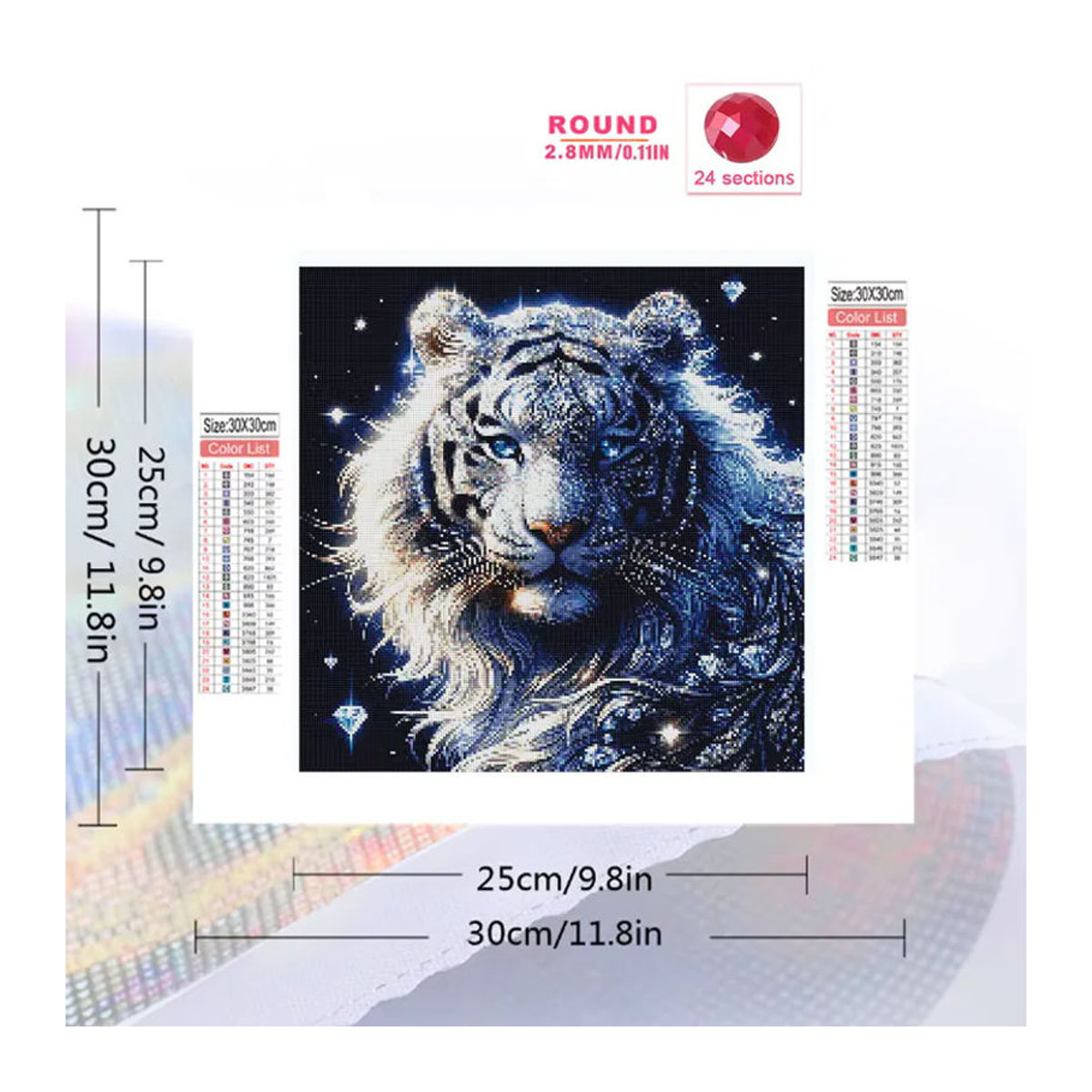 Evershine Diamantmalerei Tiger Tier Mosaik Set aus Kunstharz in Mehrfarbig für DIY Wanddekoration - Bild 2