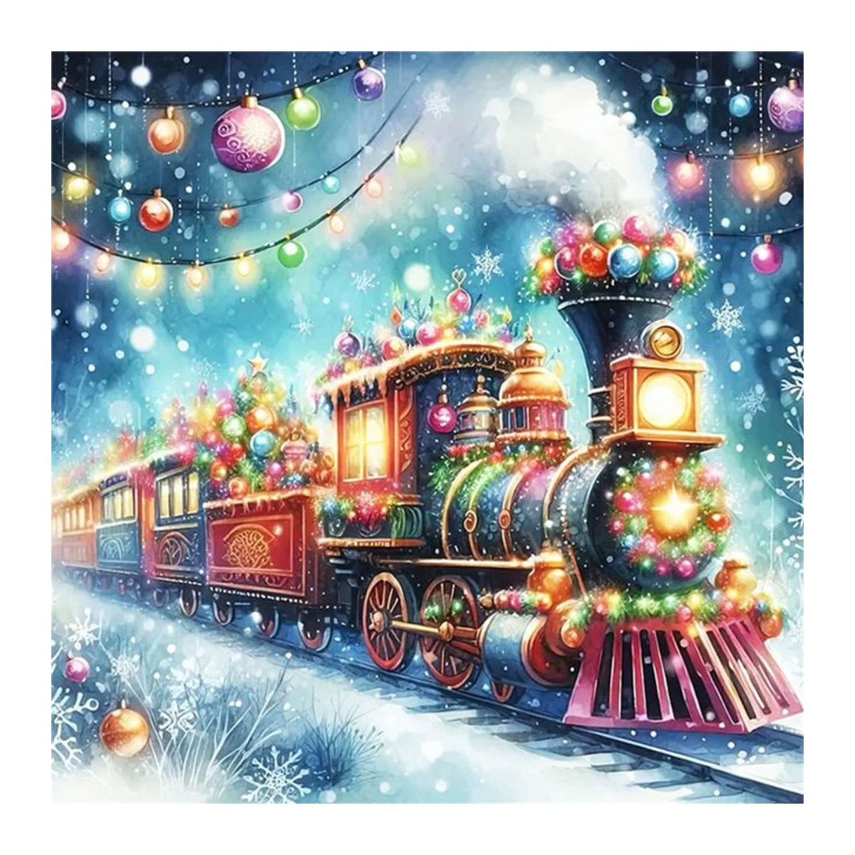EverShine Diamantmalerei Winterlandschaft mit Zug als Mosaik-Bild in Mehrfarbig zur Wandmontage - Bild 1