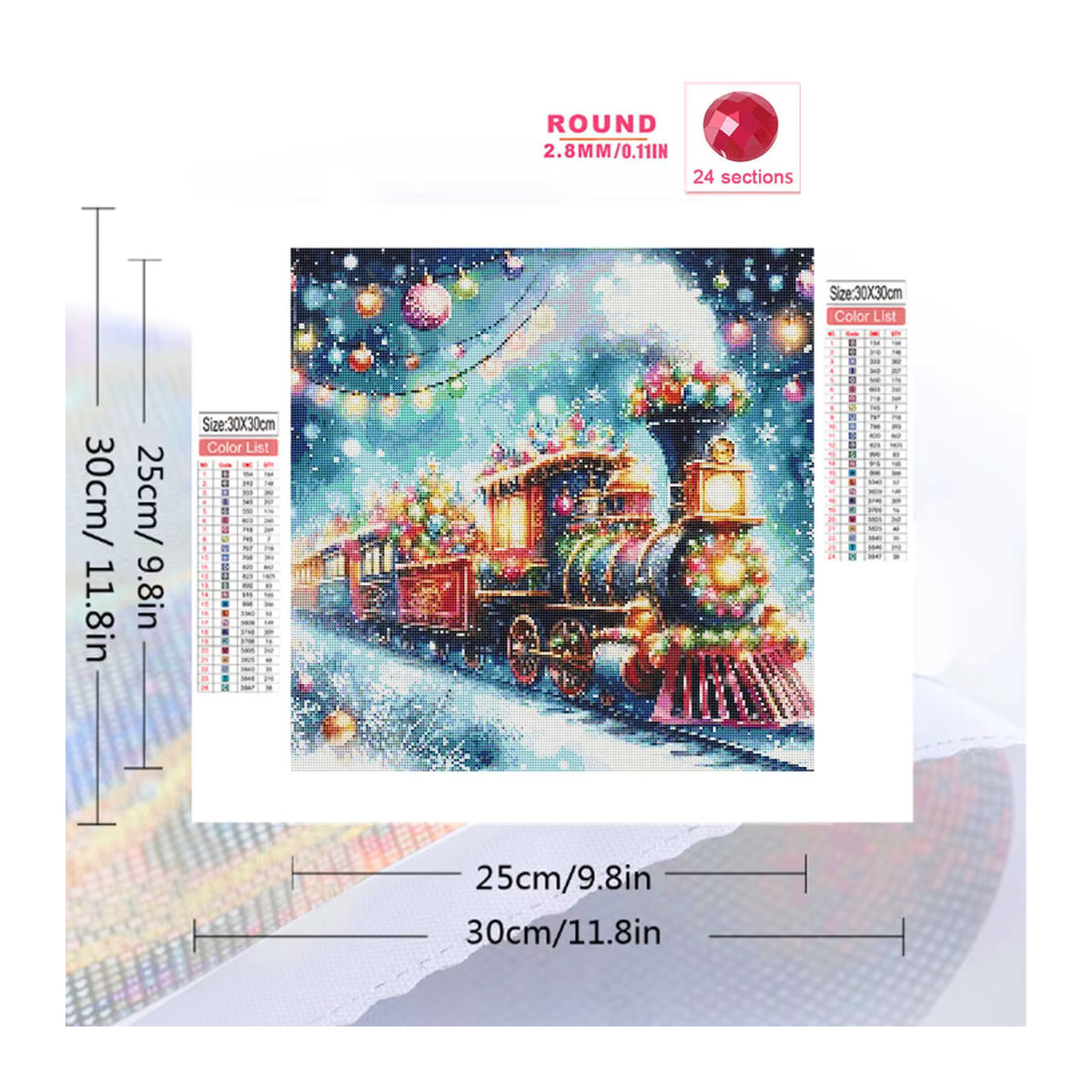 EverShine Diamantmalerei Winterlandschaft mit Zug als Mosaik-Bild in Mehrfarbig zur Wandmontage - Bild 2