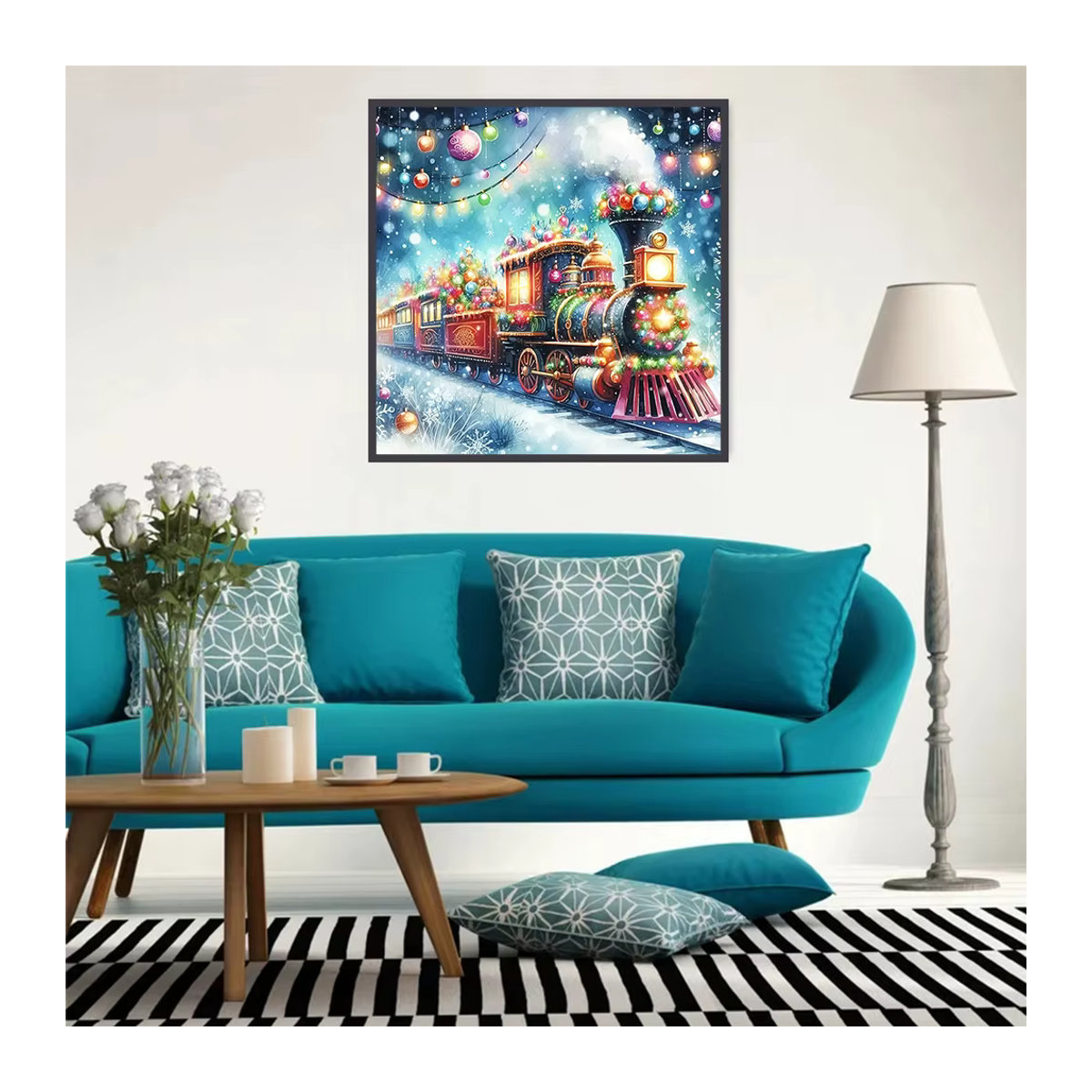 EverShine Diamantmalerei Winterlandschaft mit Zug als Mosaik-Bild in Mehrfarbig zur Wandmontage - Bild 3