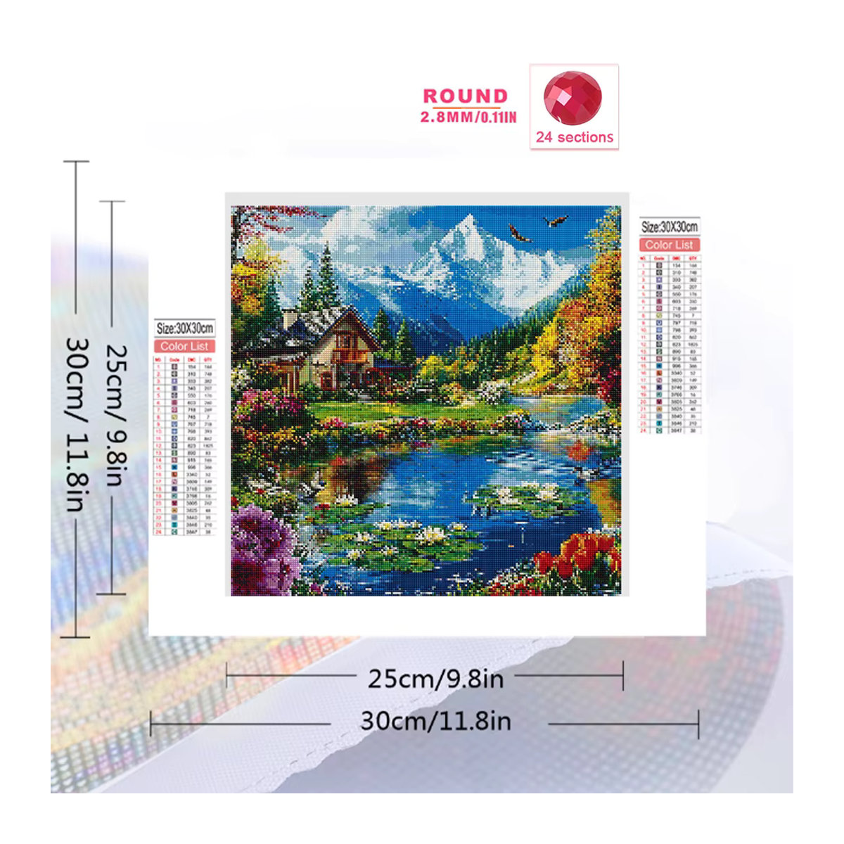 Evershine Diamantmosaik Landschaft Landhaus Kreuzstich Stickerei mit runden Strasssteinen in Mehrfarbig - Bild 2