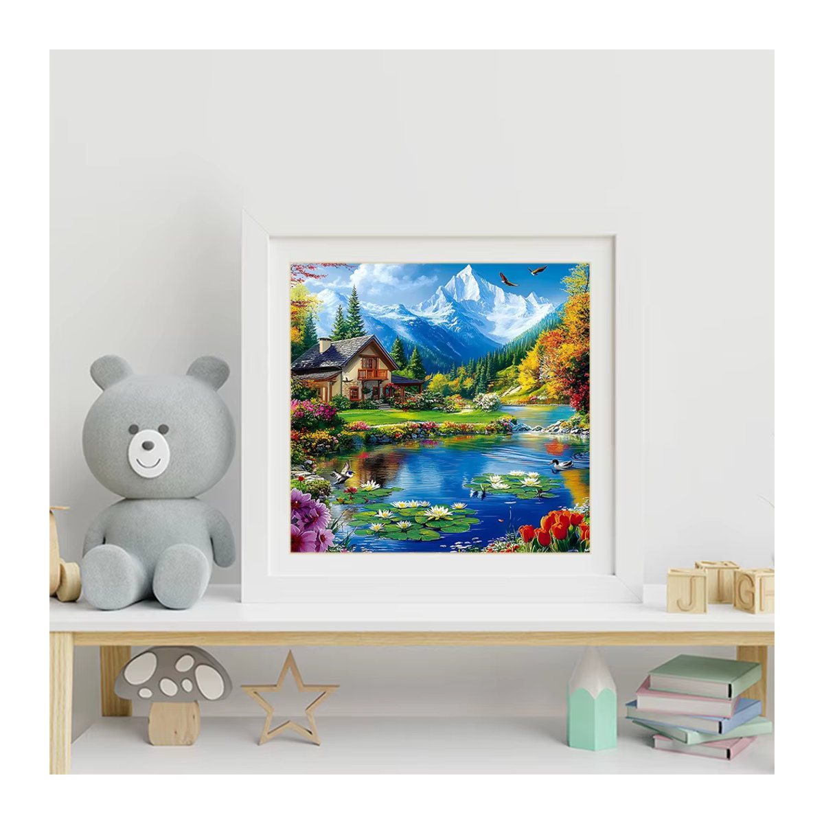 Evershine Diamantmosaik Landschaft Landhaus Kreuzstich Stickerei mit runden Strasssteinen in Mehrfarbig - Bild 3