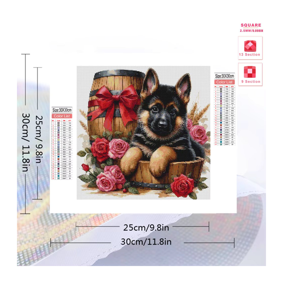 Evershine Diamond Painting Hund und Blumen Motiv als mehrfarbige Stickerei zur Wandmontage - Bild 2